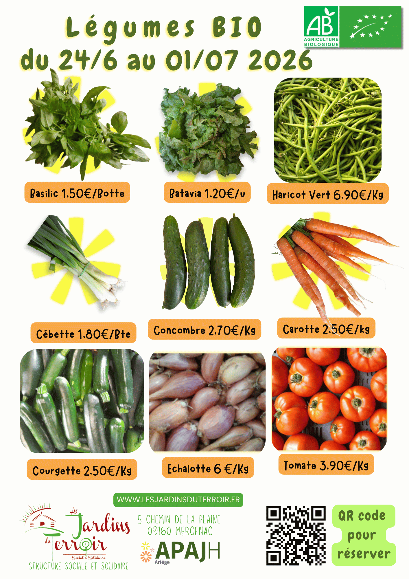 Disponible des légumes de la semaine